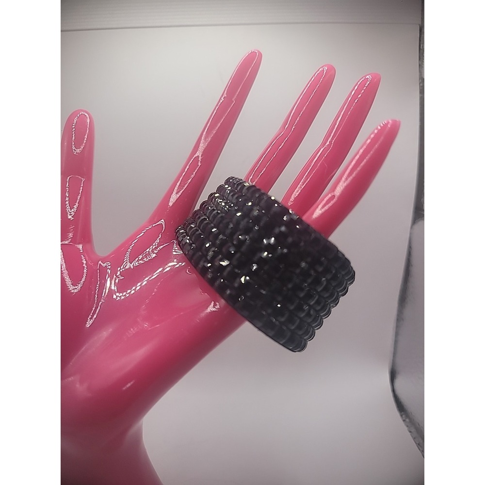 Vintage Redken‎ Bracelet Black Faceted Magnetic Clasp Jewelry Costume
